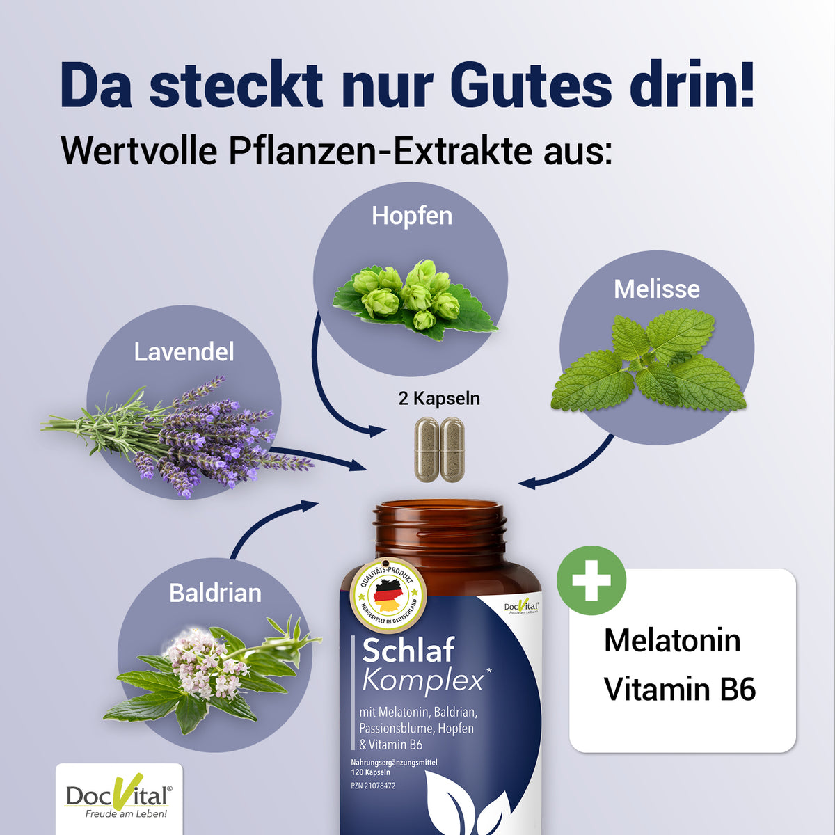 Schlaf Komplex mit Melatonin, Baldrian & Passionsblume – 120 vegane Kapseln