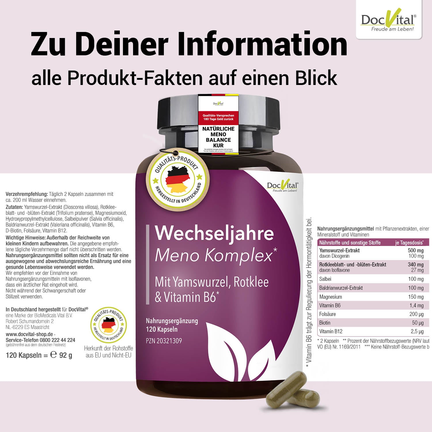 Wechseljahre Meno Komplex Zu deiner Information alle Produkt-Fakten auf einen Blick
