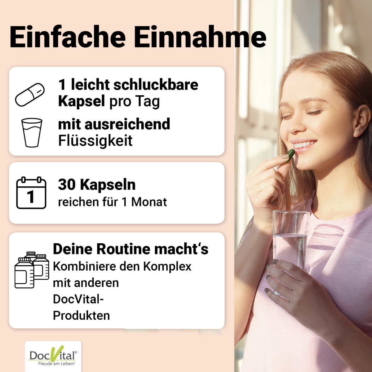 DocVital Gehirn Vital Komplex - Einfache Einnahme: 1 leicht schluckbare Kapsel taeglich mit ausreichend Fluessigkeit, 30 Kapseln reichen fuer 1 Monat